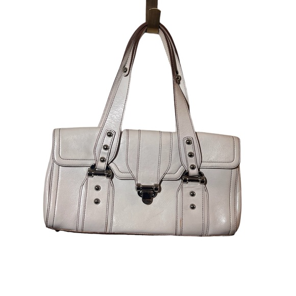 ROXX New York Vintage Y2K handbag satchel purse glazed leather white - Picture 1 of 8